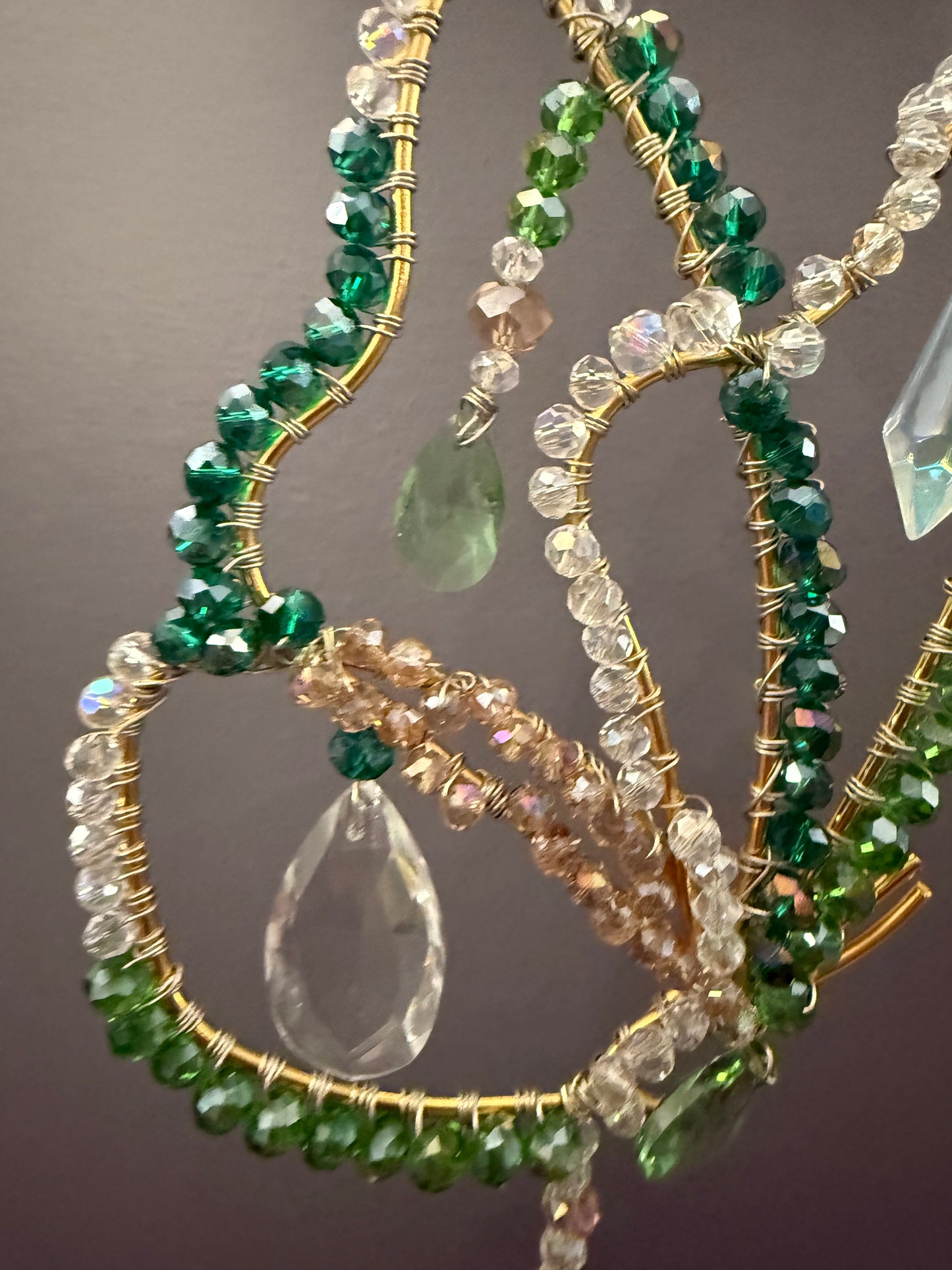 Green, gold and white butterfly suncatcher