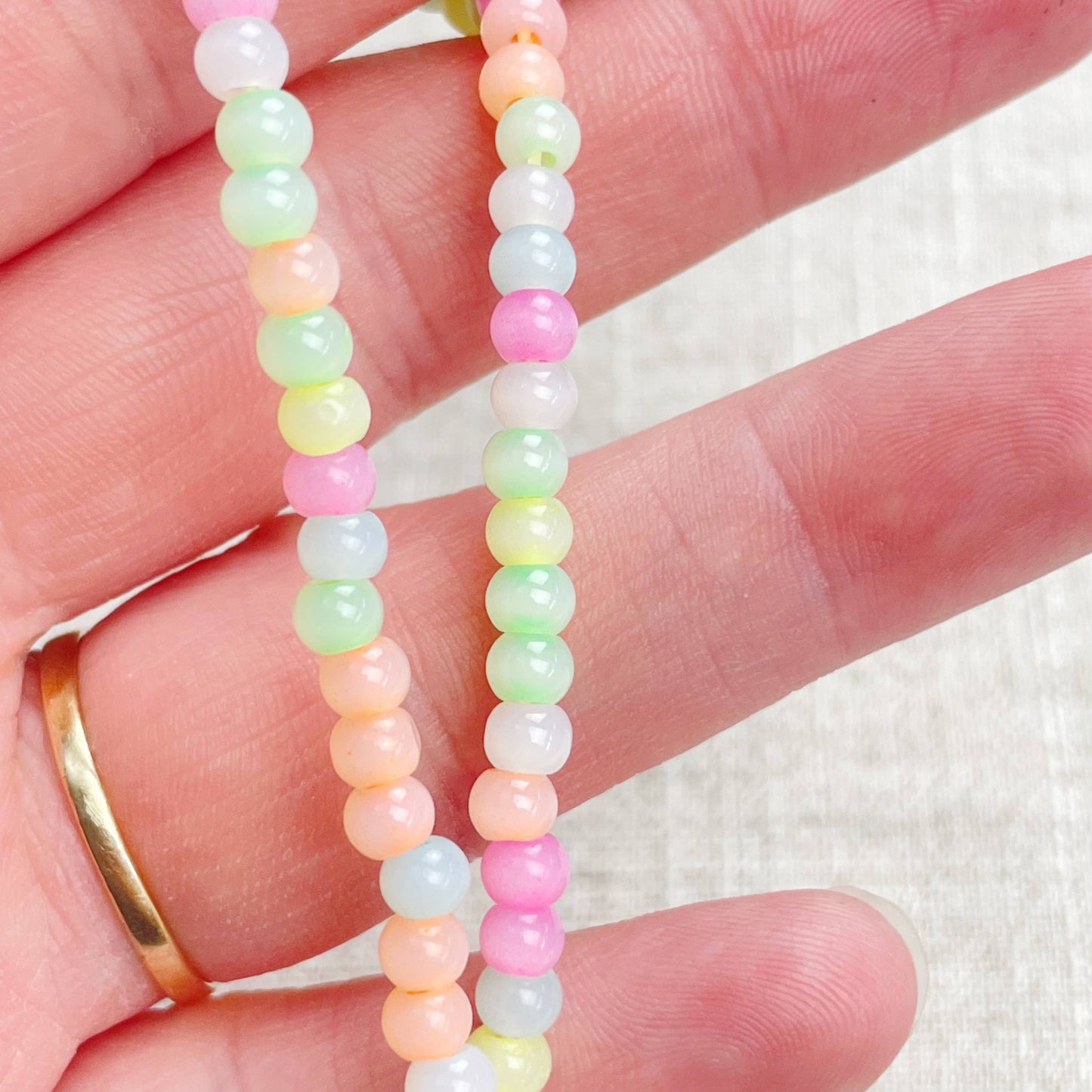 Mixie/// Sorbet Mixed Czech Glass Beaded Necklace: 18inch