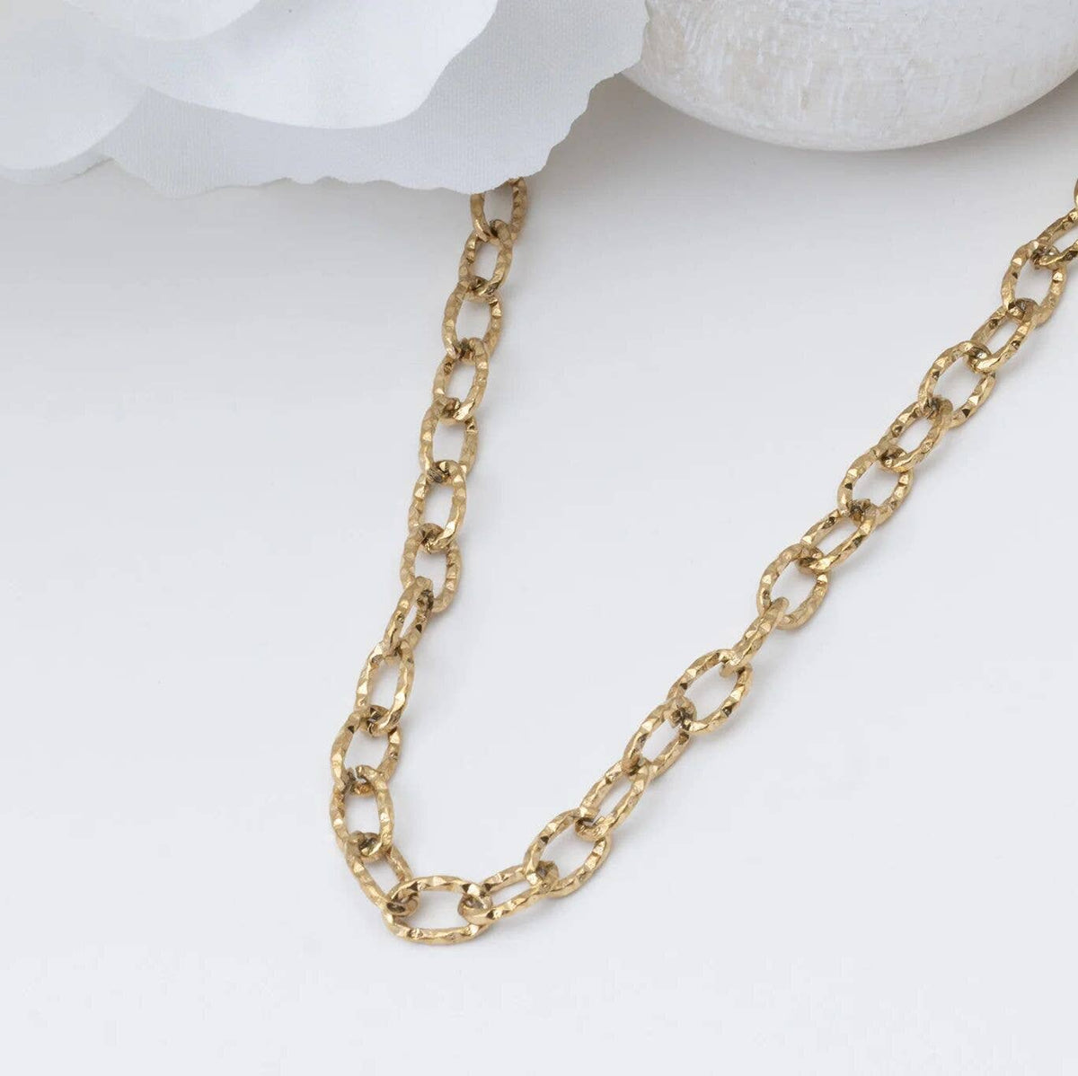 18K Gold PVD Stainless Steel Cable Link Chain Necklace: Gold / 16"+2"