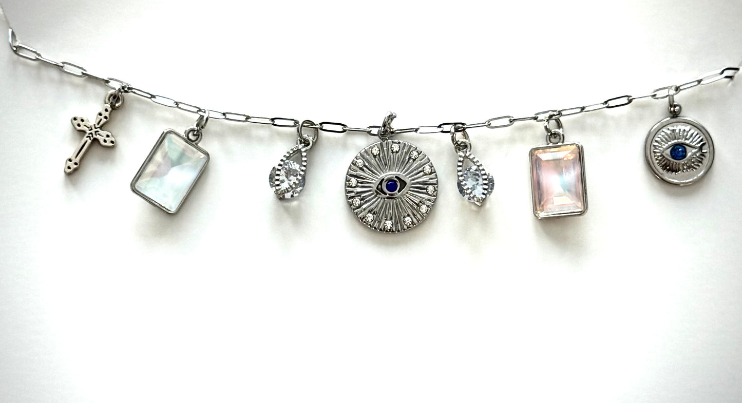 Blue and White Charmony Necklace