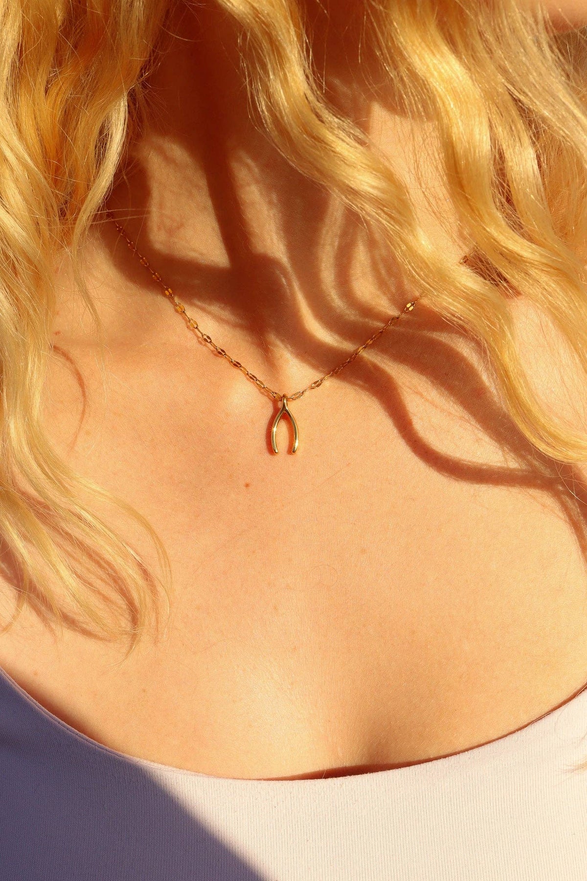 18K Gold PVD Stainless Steel Wishbone Charm: Gold