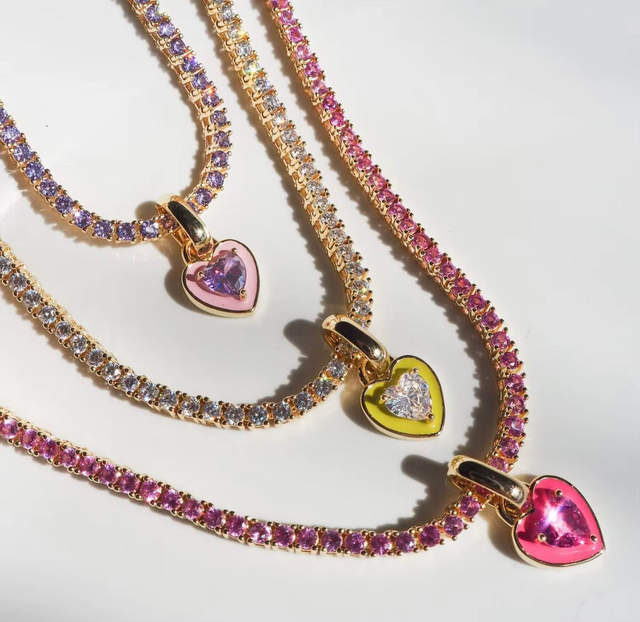 Enamel and zircon heart choker