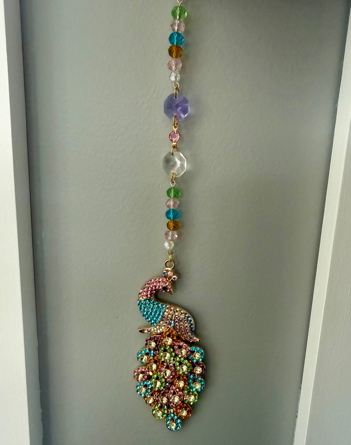 Multicolor peacock mini suncatcher
