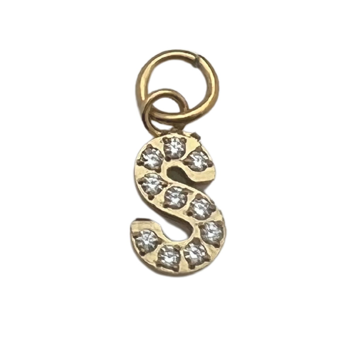 Gold Pavé Set CZ Initial Letter Charms: G