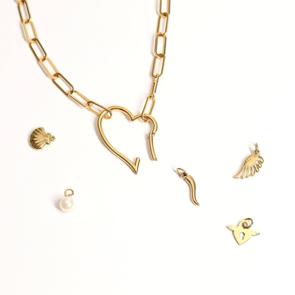 18K Gold PVD Stainless Steel Italian Horn Charm: Gold