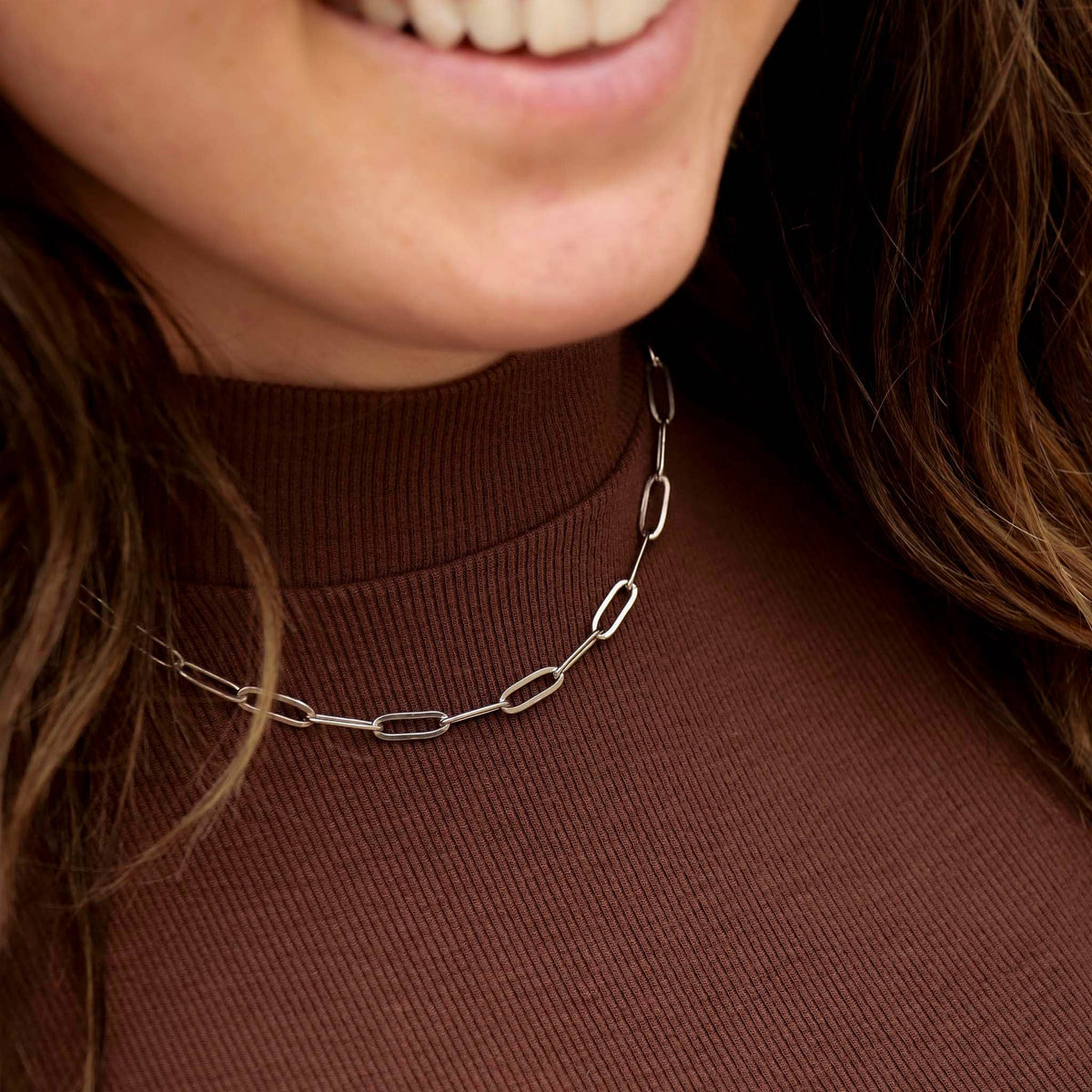 Stainless Steel Paperclip Chain Necklace: 14+02” / 4mm