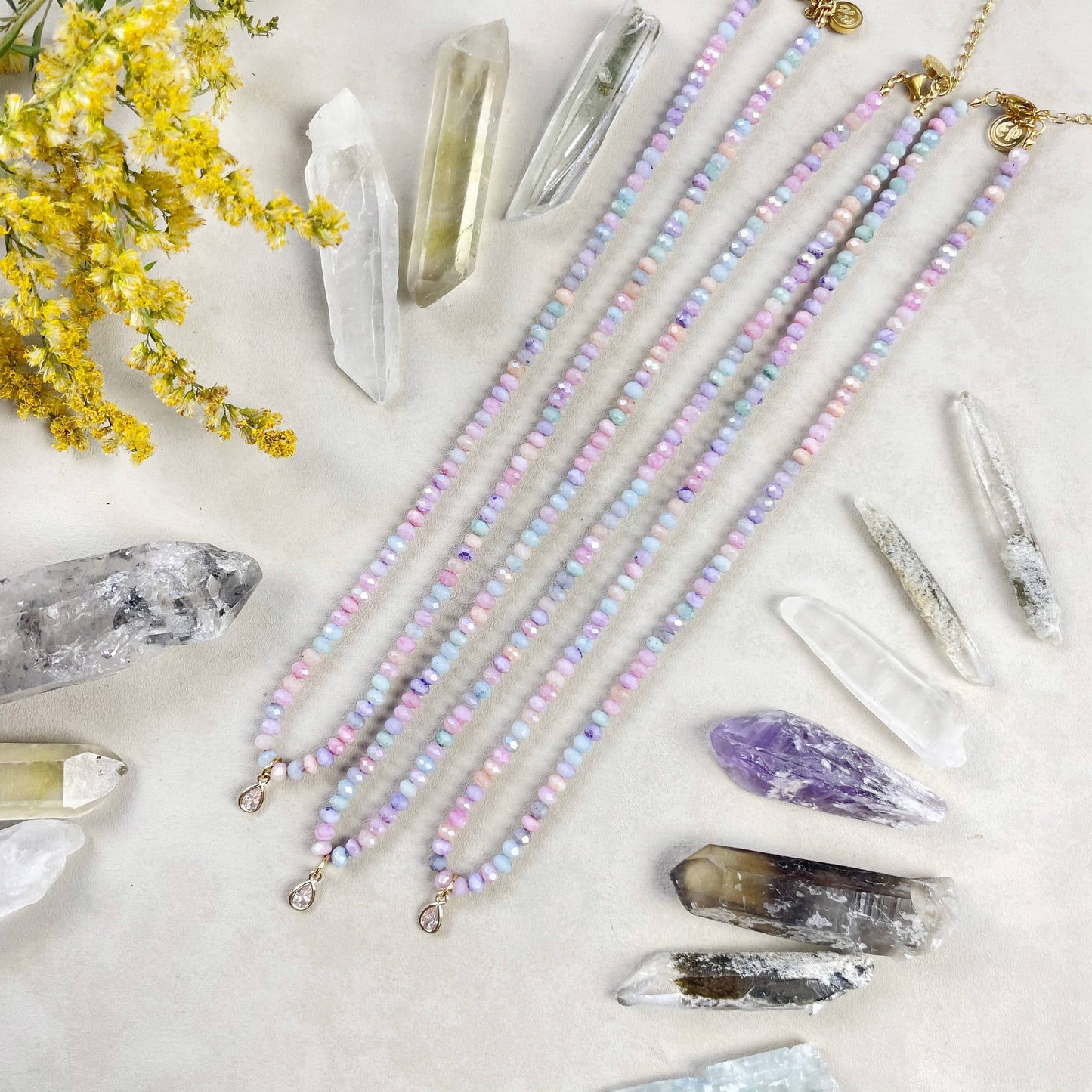 Mica// Multi Iridescent Crystal Beaded Delicate Necklace