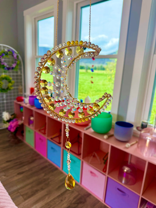 Gold moon suncatcher
