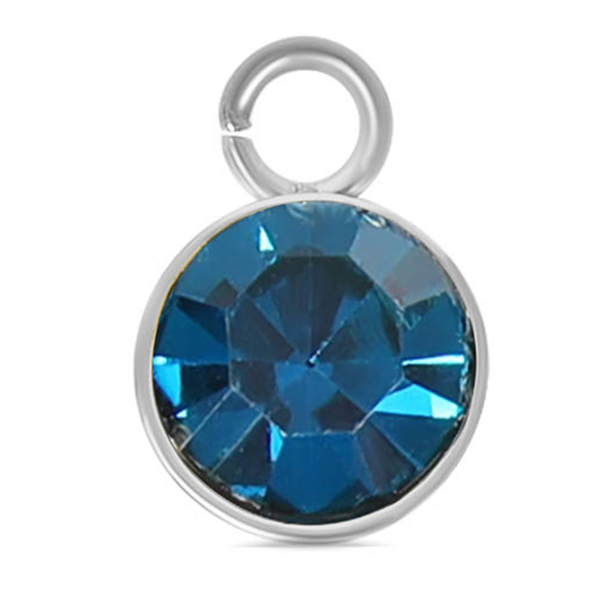 Stainless Steel Cubic Zirconia Birthstone Charm: December/BlueZircon