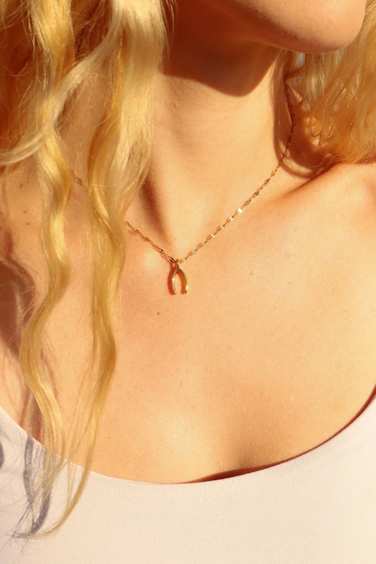 18K Gold PVD Stainless Steel Wishbone Charm: Stainless