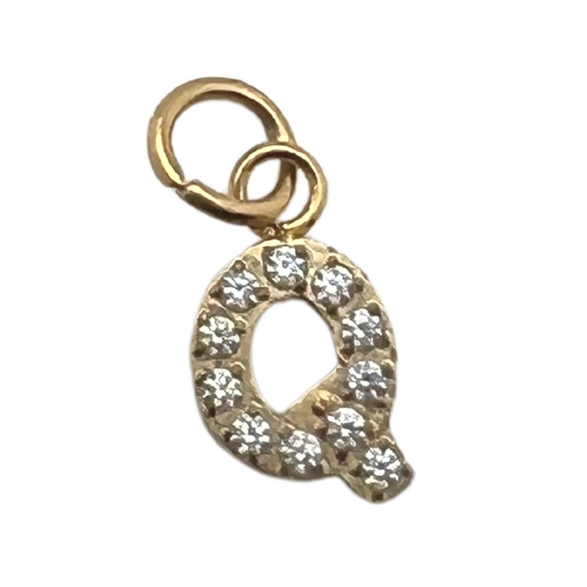 Gold Pavé Set CZ Initial Letter Charms: J