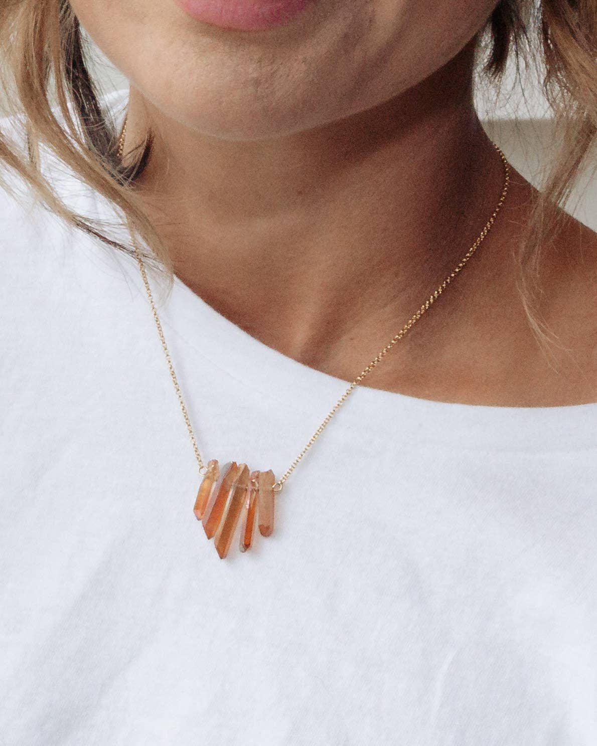 Rainy Day Necklace - Peach Quartz