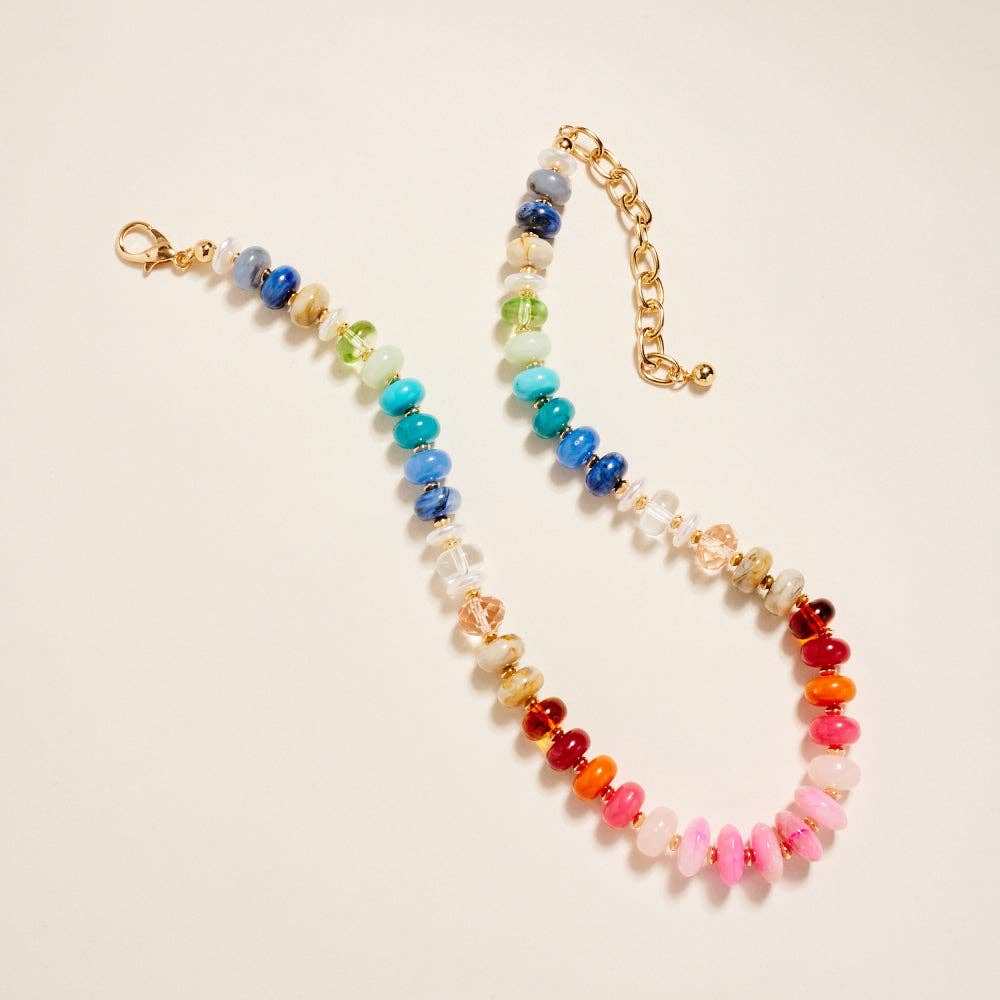 17 Inch Mixed Colorful Resin Bead Necklace: Multi