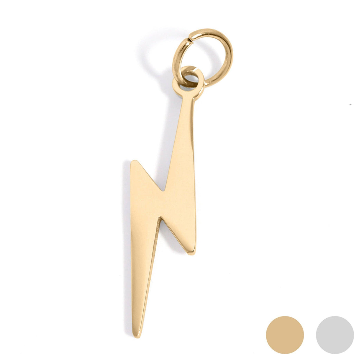 18K Gold PVD Stainless Steel Lightning Bolt Charm: Stainless