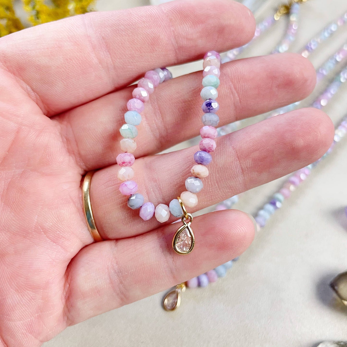 Mica// Multi Iridescent Crystal Beaded Delicate Necklace