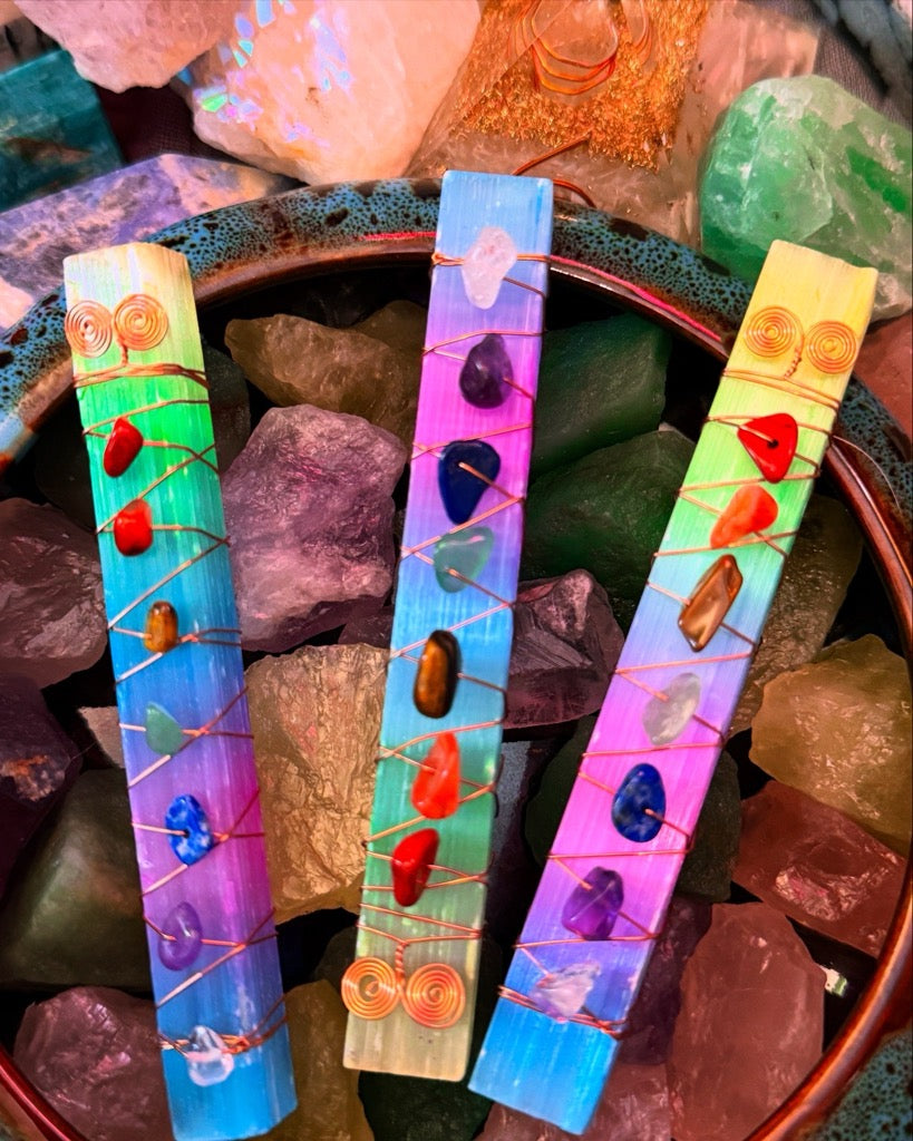 7 Chakra Copper Wrapped Rainbow Selenite