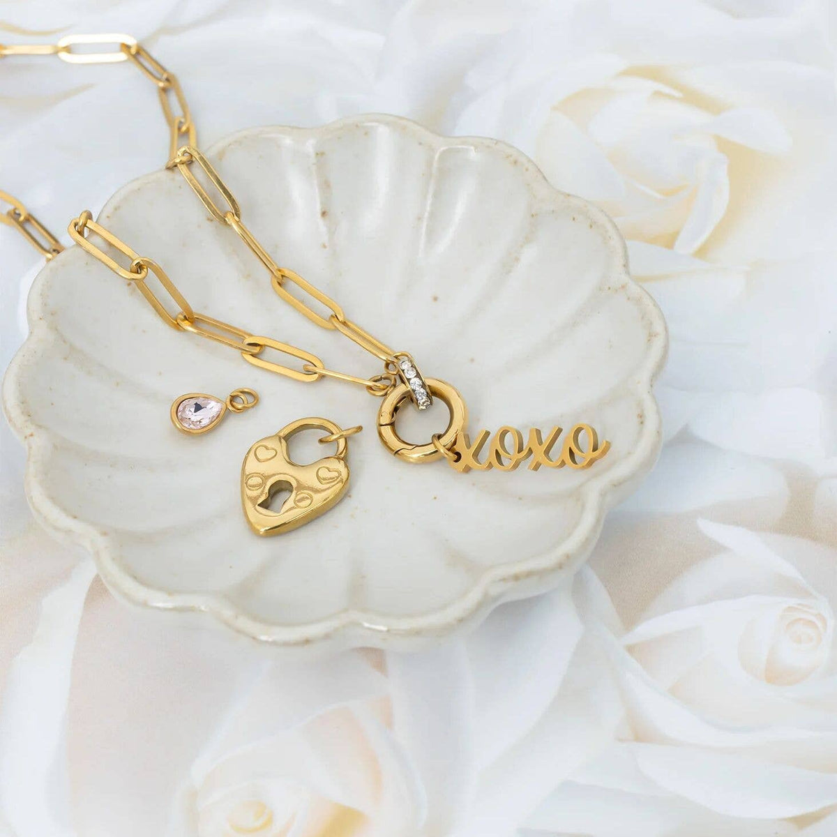 18K Gold PVD Stainless Steel XOXO Charm: Stainless