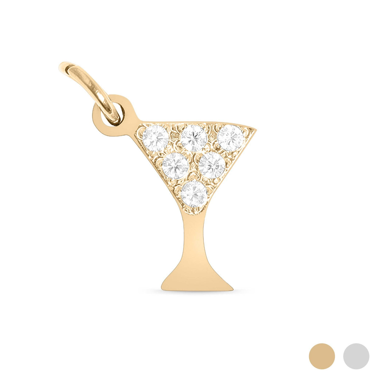 18K Gold PVD Stainless Steel CZ Martini Glass Charm: Gold