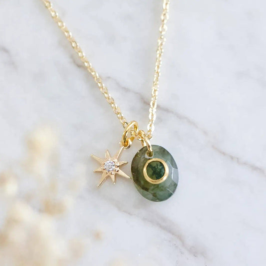 Labradorite Star Necklace: Moonstone