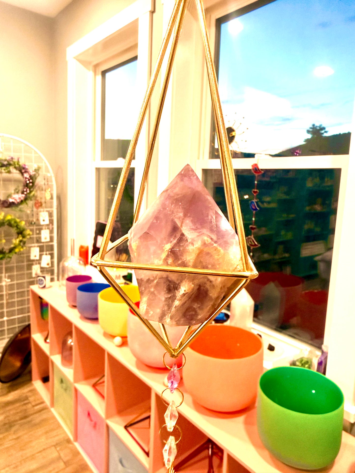 Amethyst suncatcher with moon accent