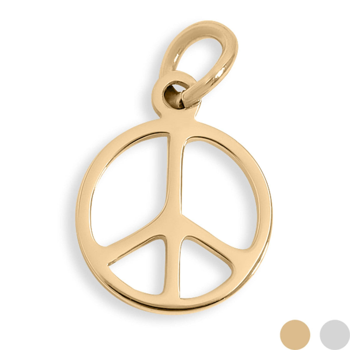 18K Gold Stainless Steel Peace Sign Charm: Stainless