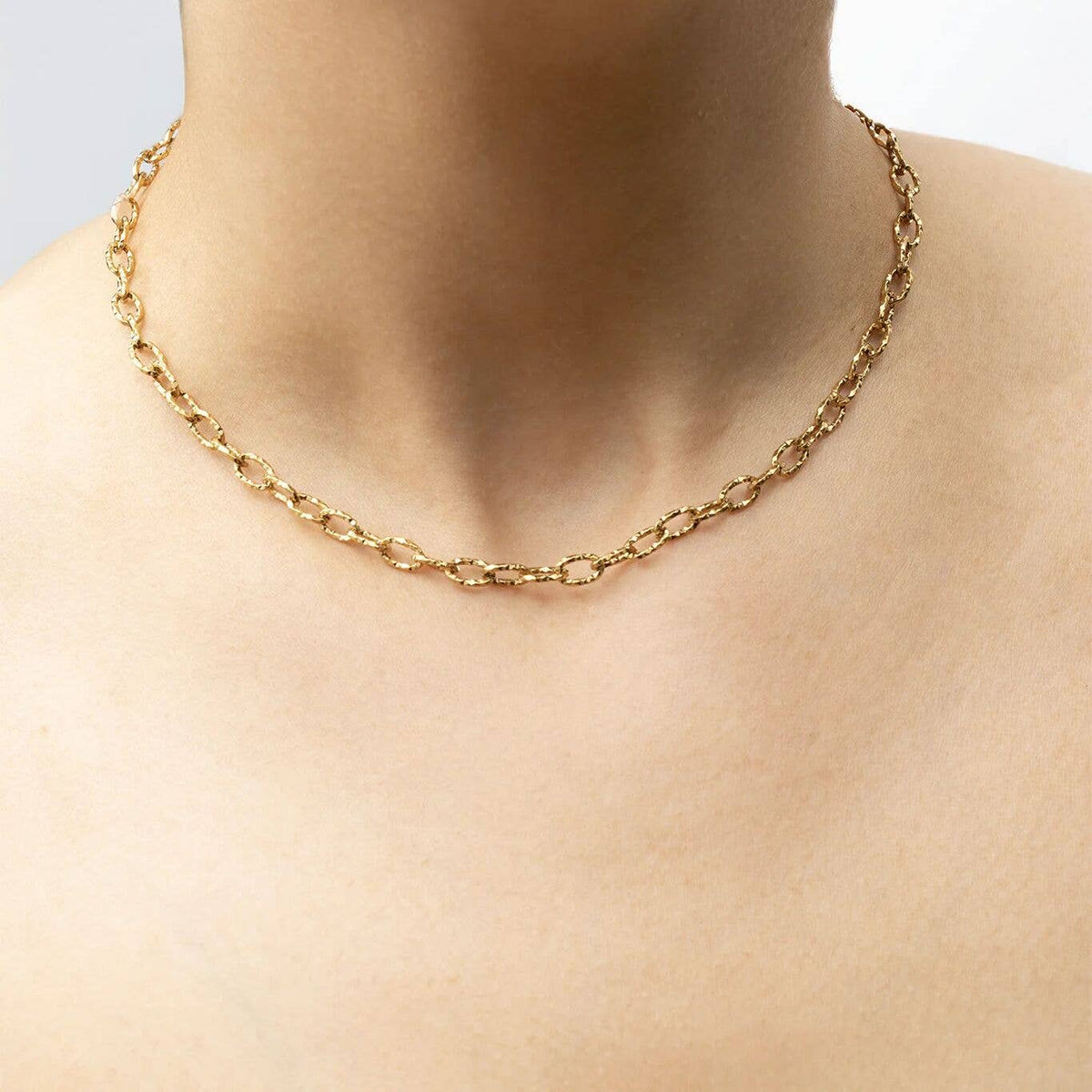 18K Gold PVD Stainless Steel Cable Link Chain Necklace: Gold / 16"+2"
