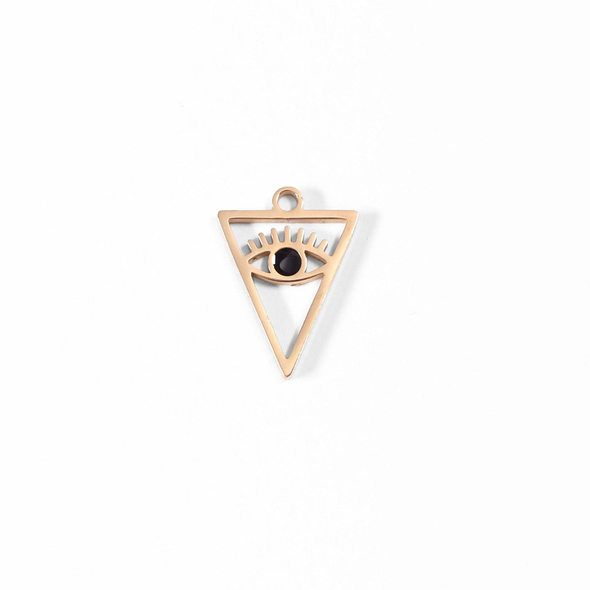 18K Gold Stainless Steel Triangle Evil Eye Charm: Stainless