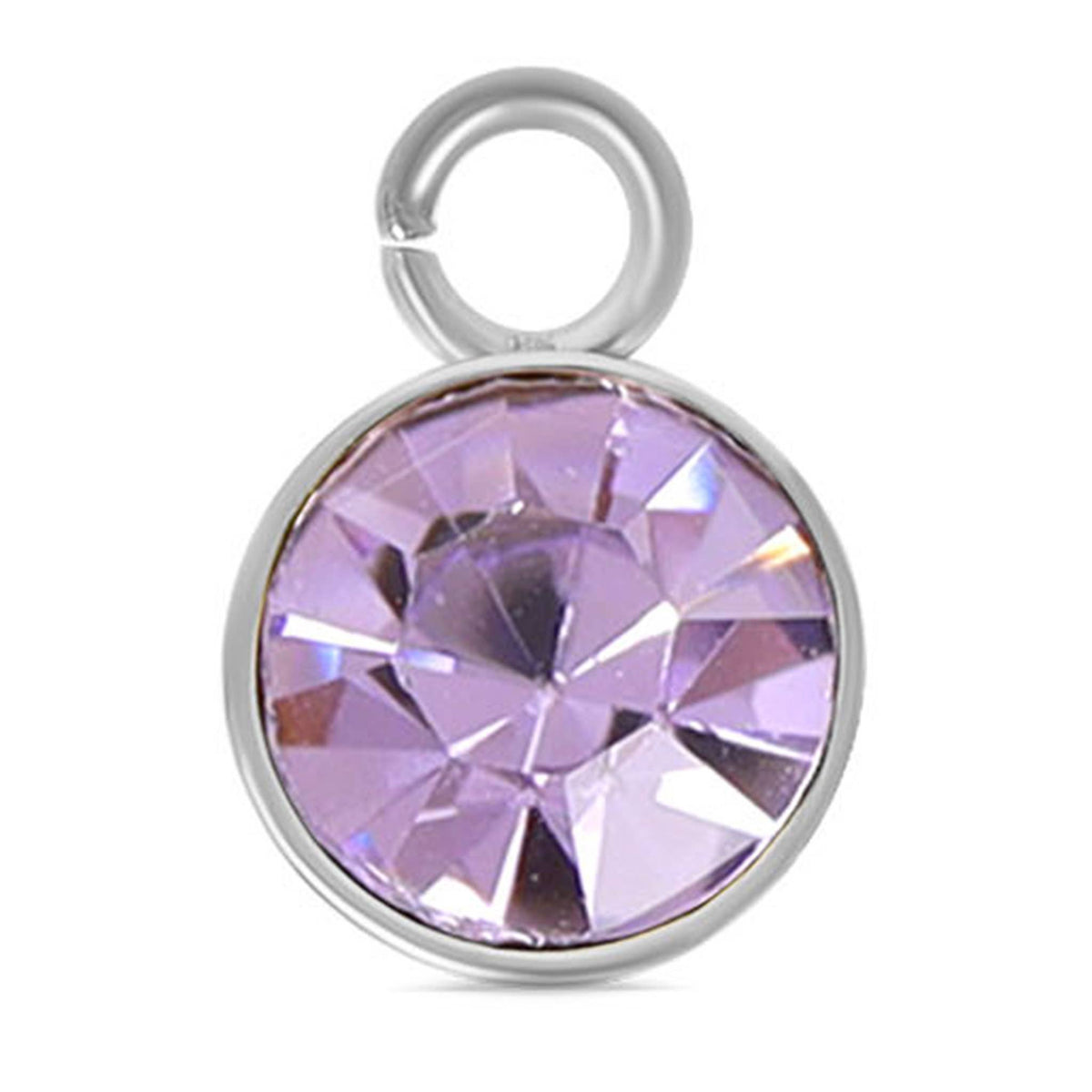 Stainless Steel Cubic Zirconia Birthstone Charm: December/BlueZircon