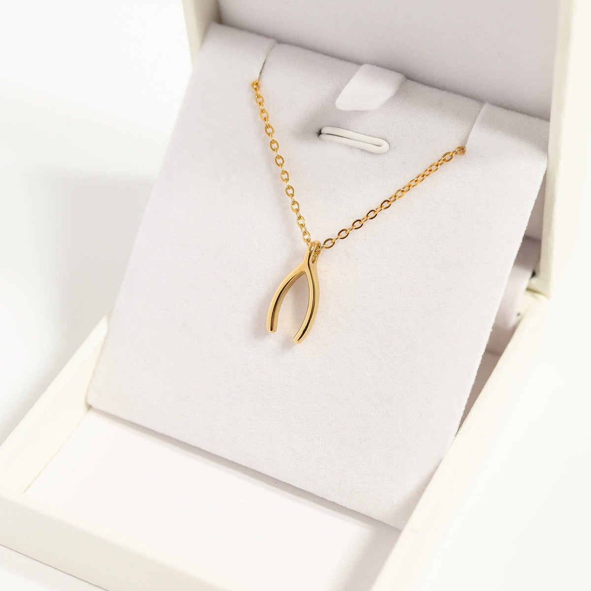 18K Gold PVD Stainless Steel Wishbone Charm: Gold