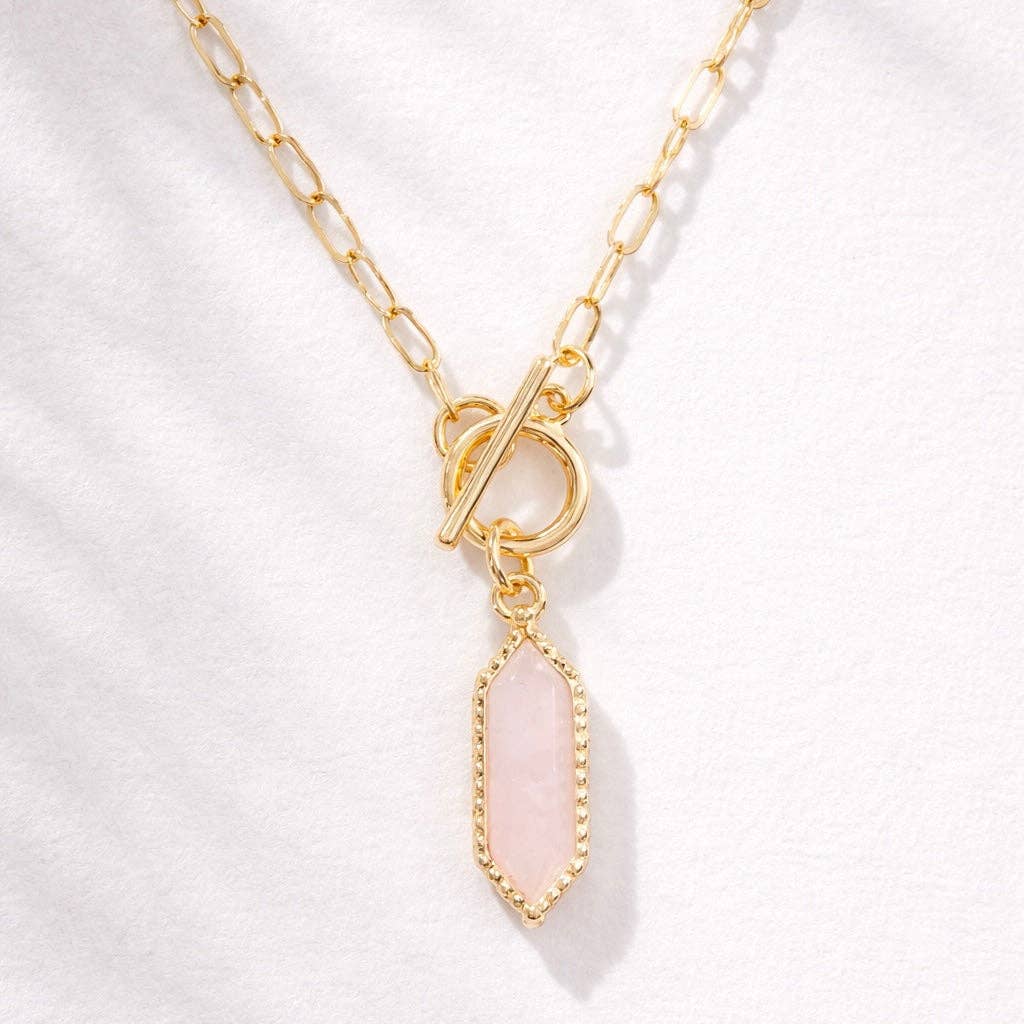 Amethyst, Quartz, Rose Quartz Toggle Necklace: Amethyst