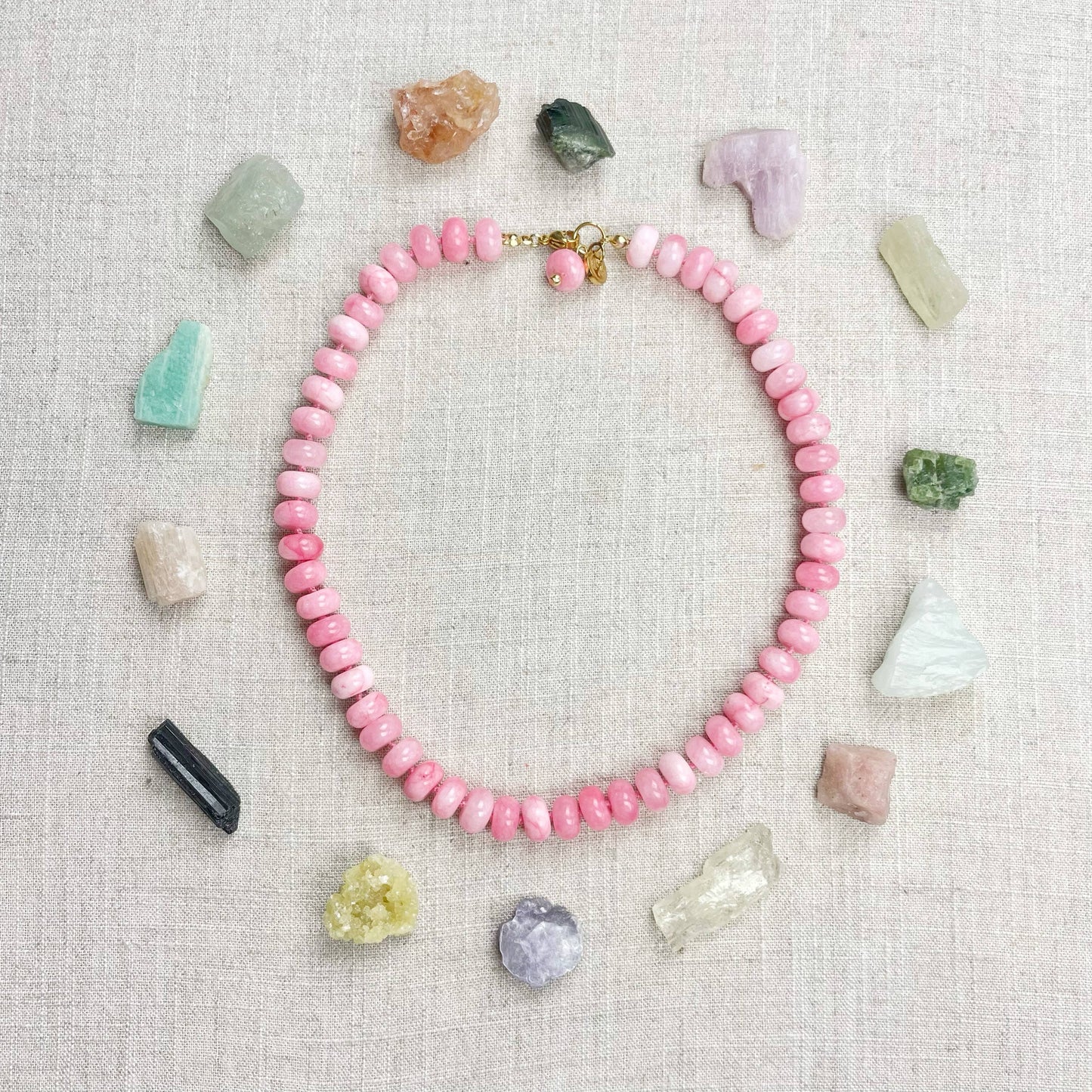 Pink Jade 10mm Hand Knotted Beaded Necklace