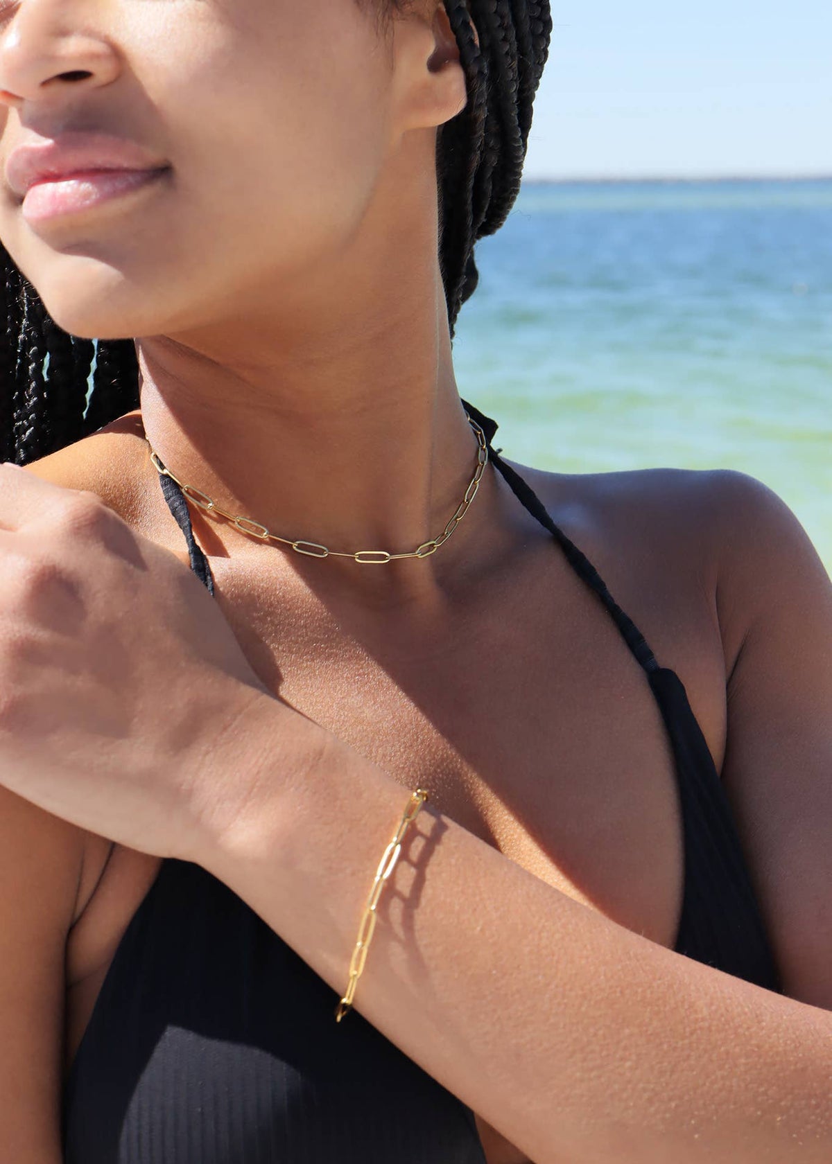 18K Gold Paperclip Chain Necklace: 16+02" / 2.5mm