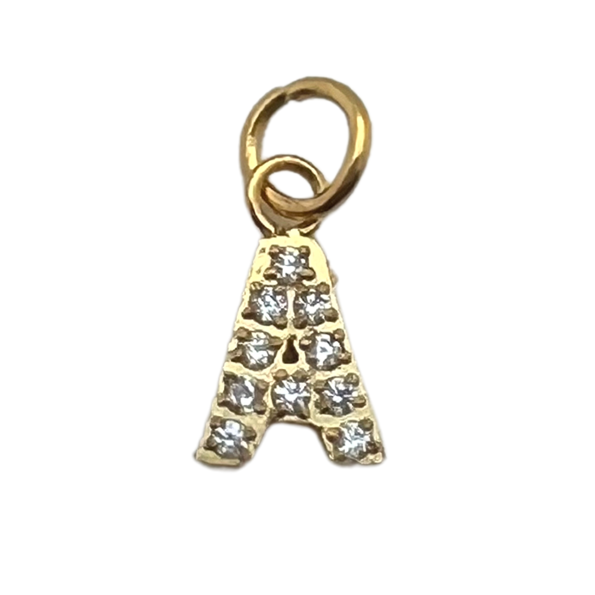 Gold Pavé Set CZ Initial Letter Charms: S