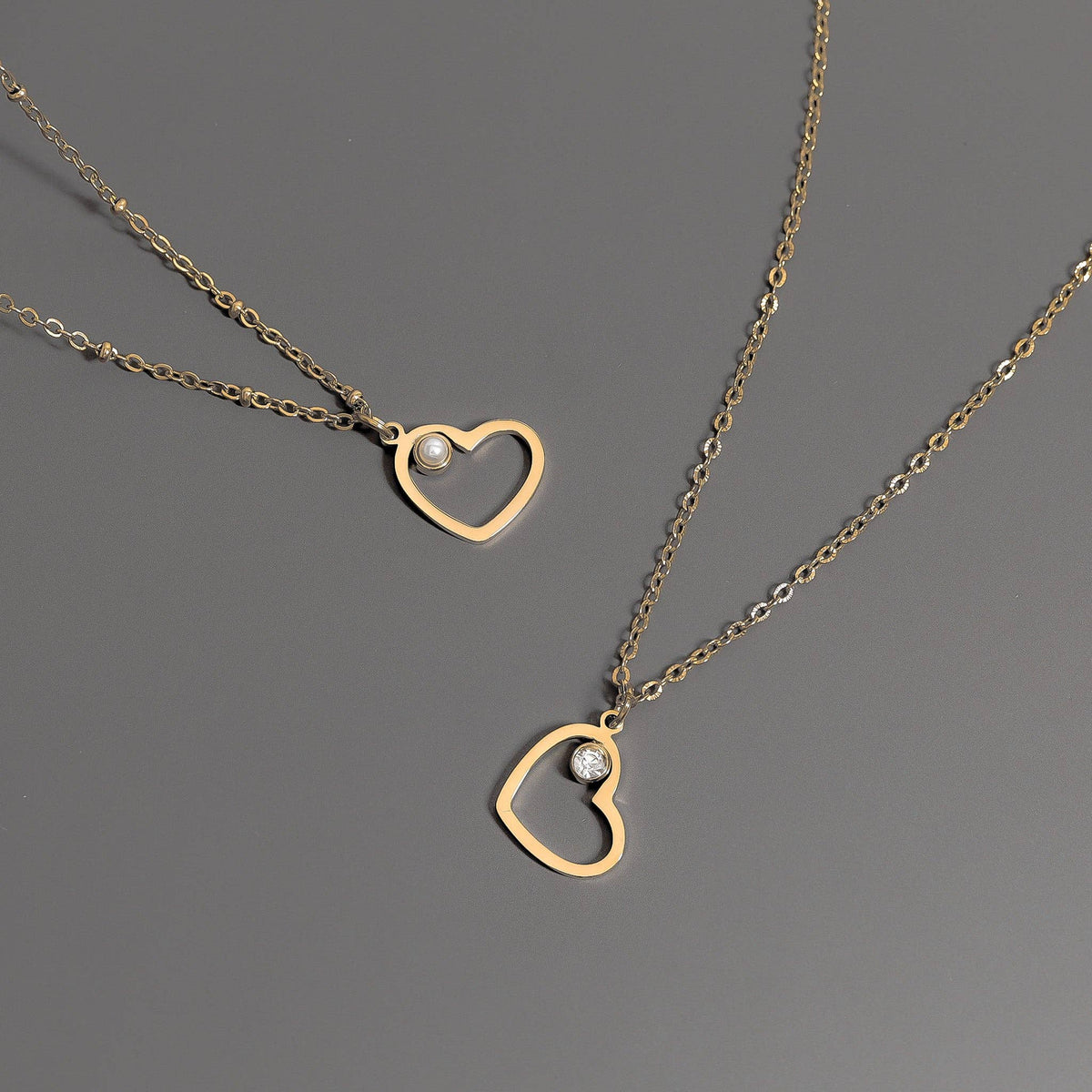 18K Gold PVD Stainless Steel Birthstone Heart Charm: Gold / April / Diamond