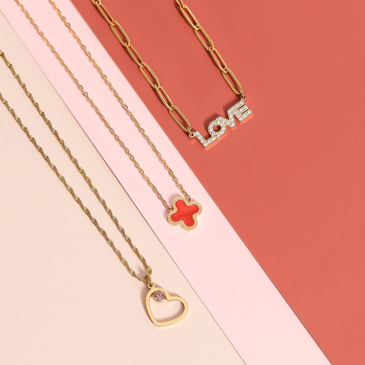 18K Gold PVD Stainless Steel Birthstone Heart Charm: Stainless / January / Garnet