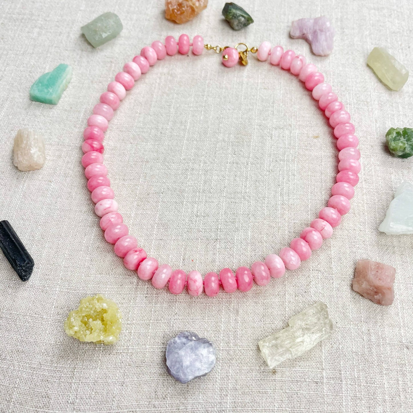 Pink Jade 10mm Hand Knotted Beaded Necklace