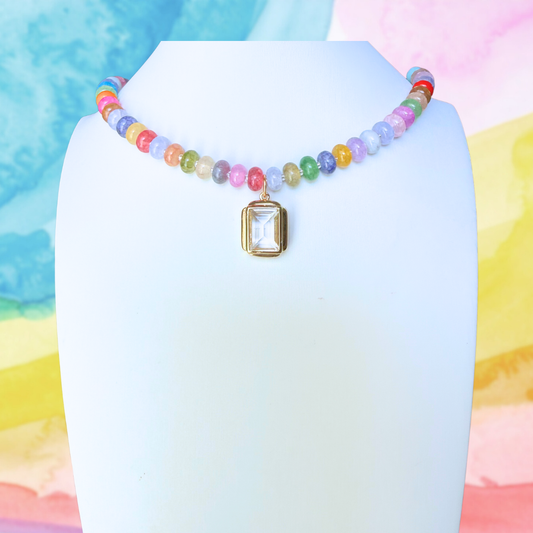 Candy Beaded Necklace: Rainbow