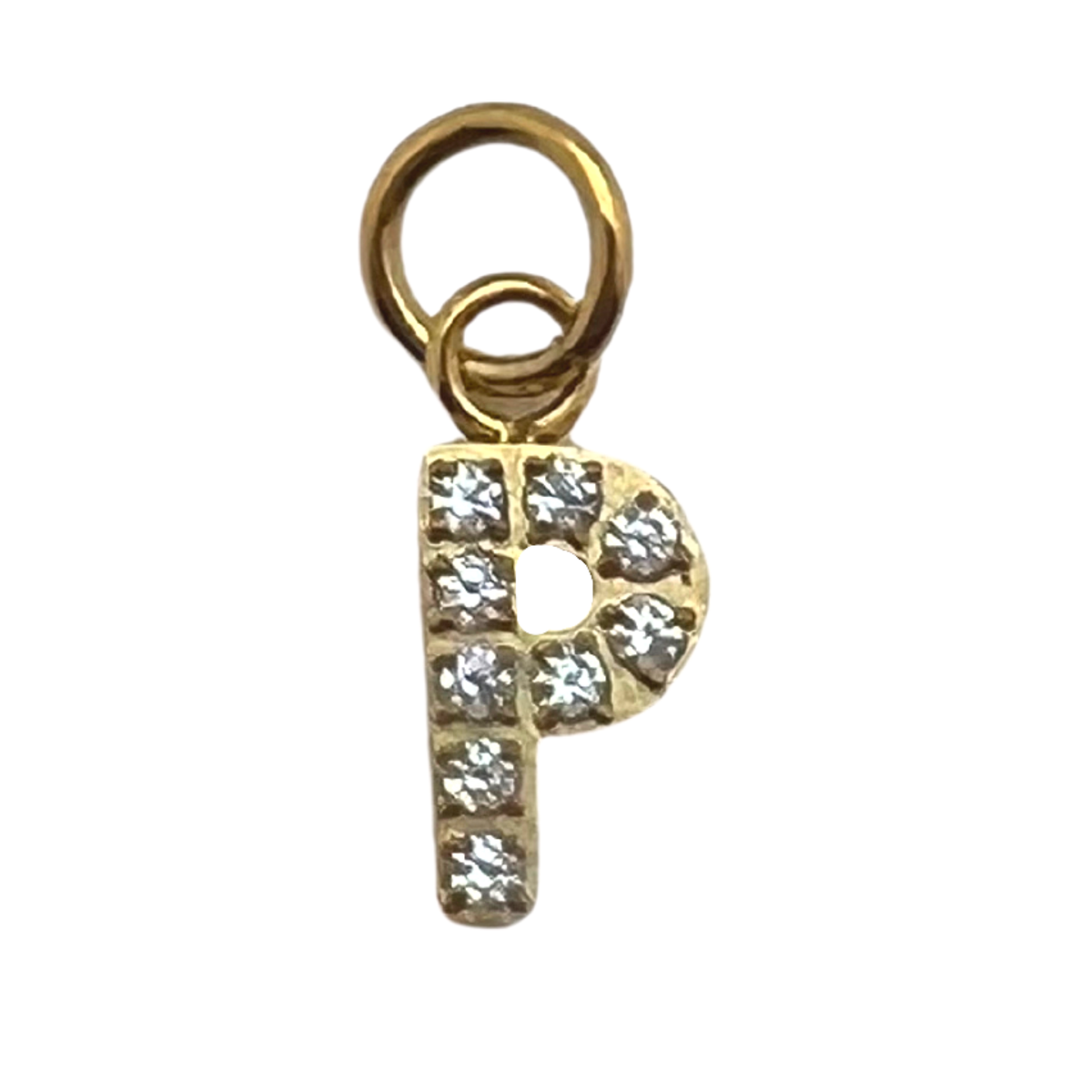 Gold Pavé Set CZ Initial Letter Charms: M