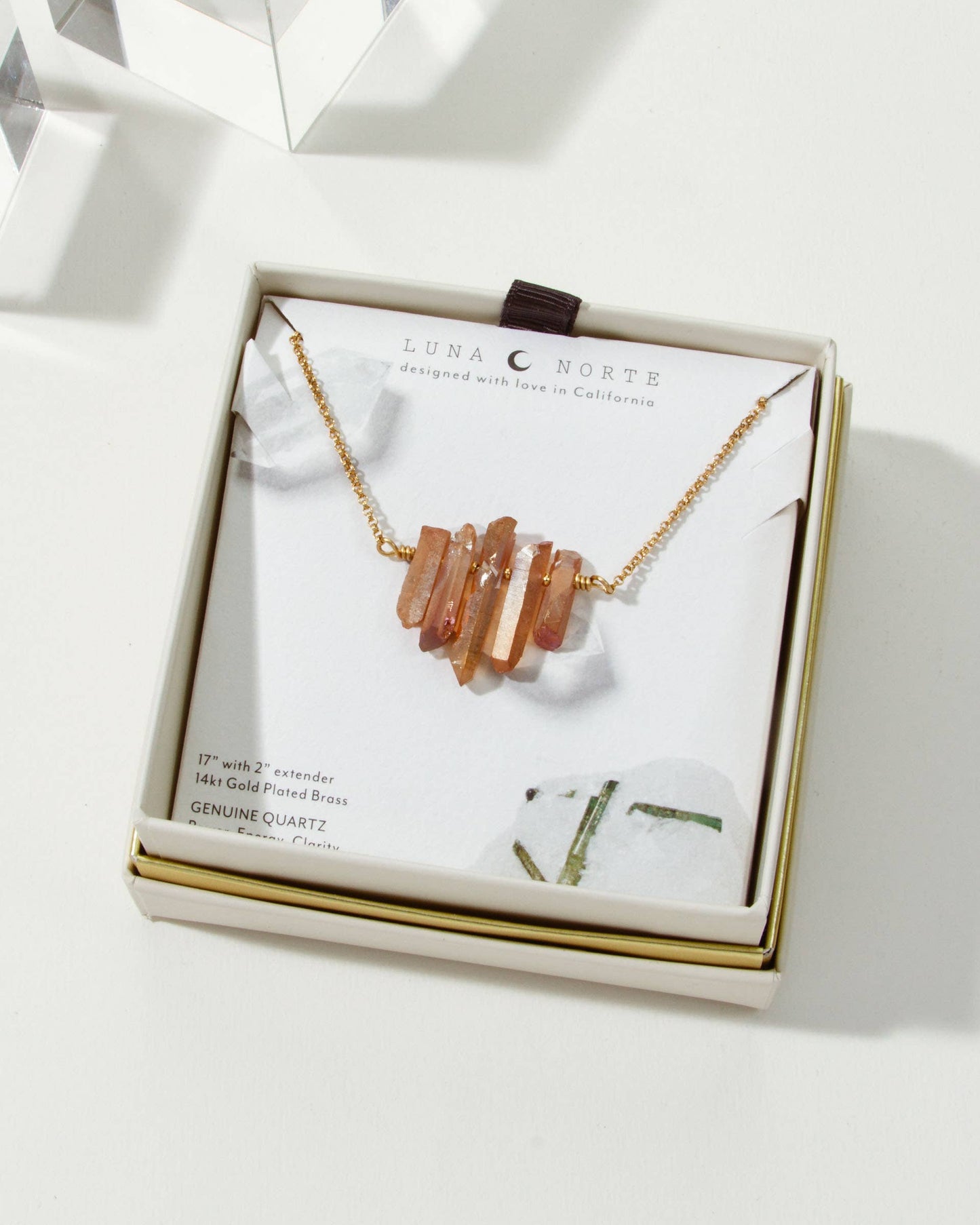 Rainy Day Necklace - Peach Quartz