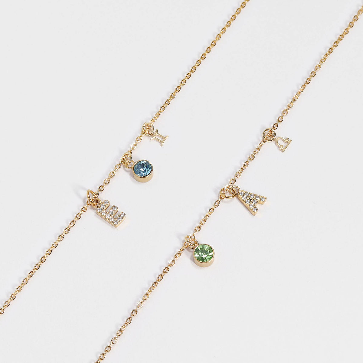 Gold Pavé Set CZ Initial Letter Charms: J