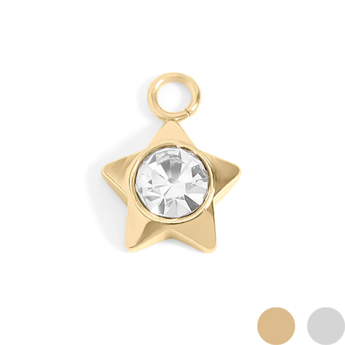 18K Gold PVD Stainless Steel Star with Cubic Zirconia Charm: Gold