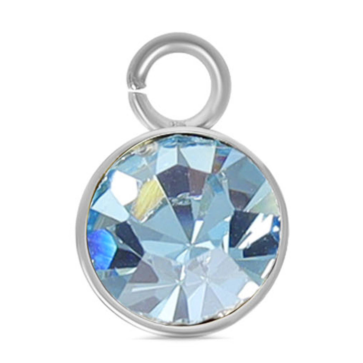Stainless Steel Cubic Zirconia Birthstone Charm: December/BlueZircon