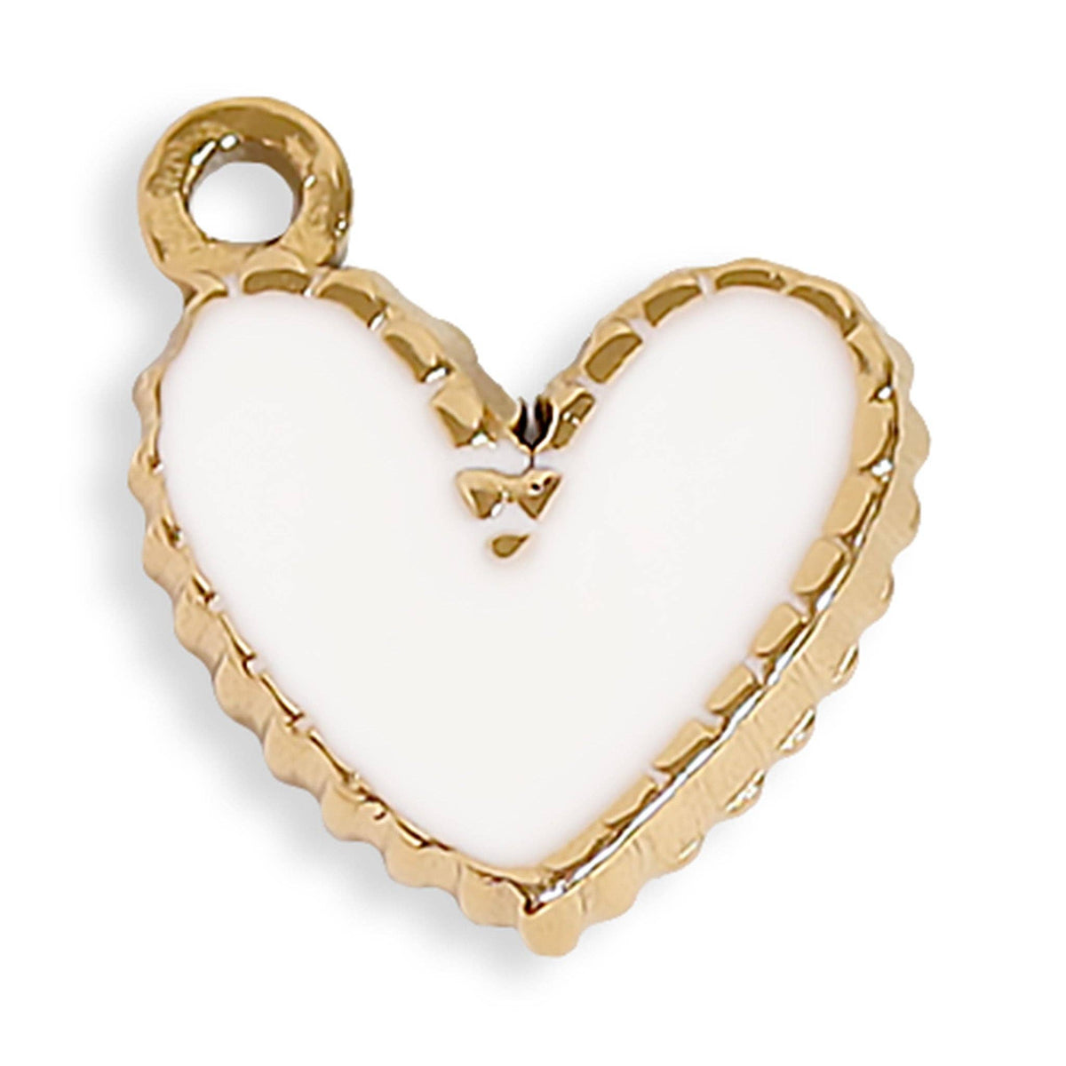 18K Gold PVD Stainless Steel Epoxy Heart Charm: Red