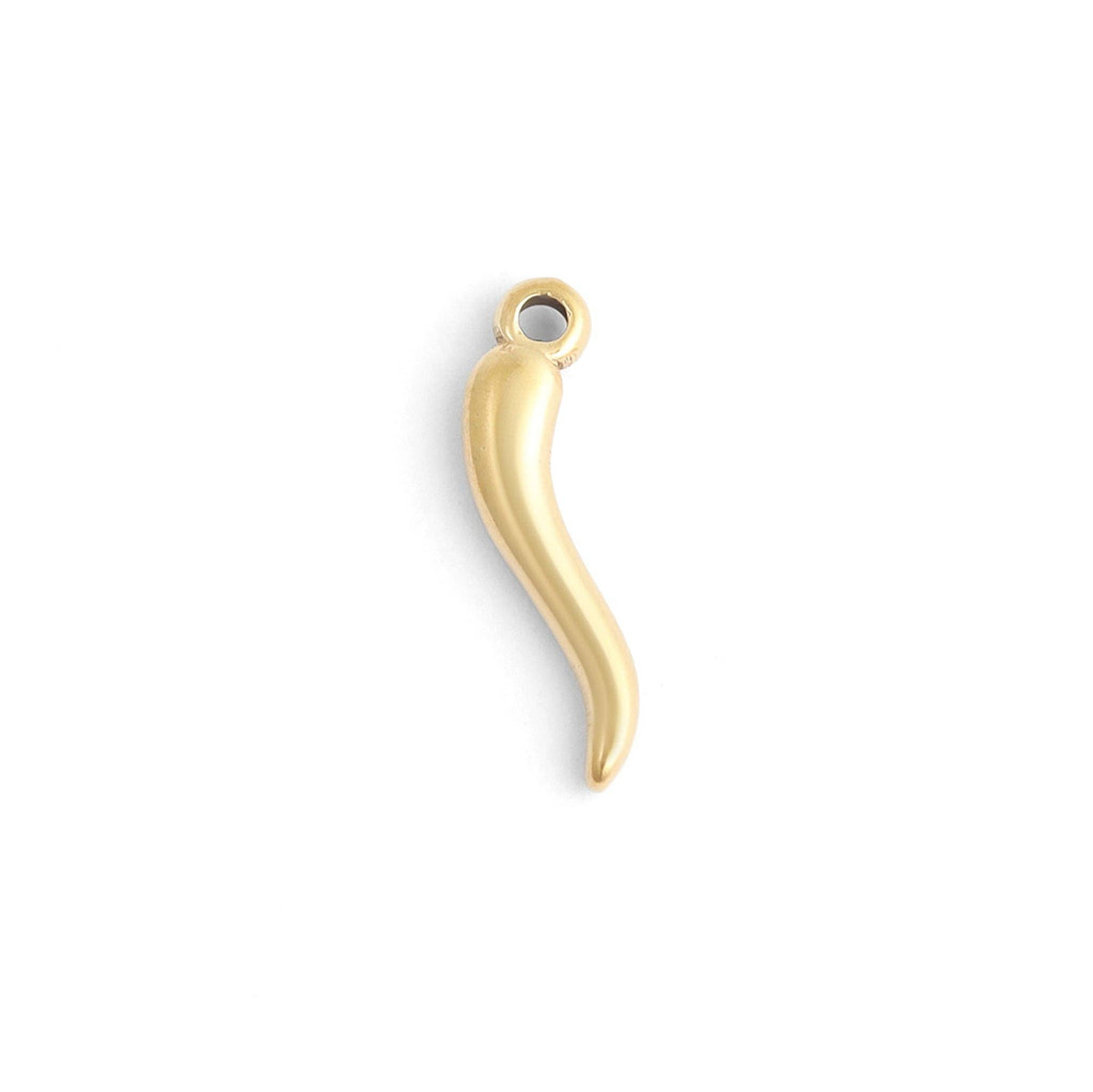 18K Gold PVD Stainless Steel Italian Horn Charm: Stainless