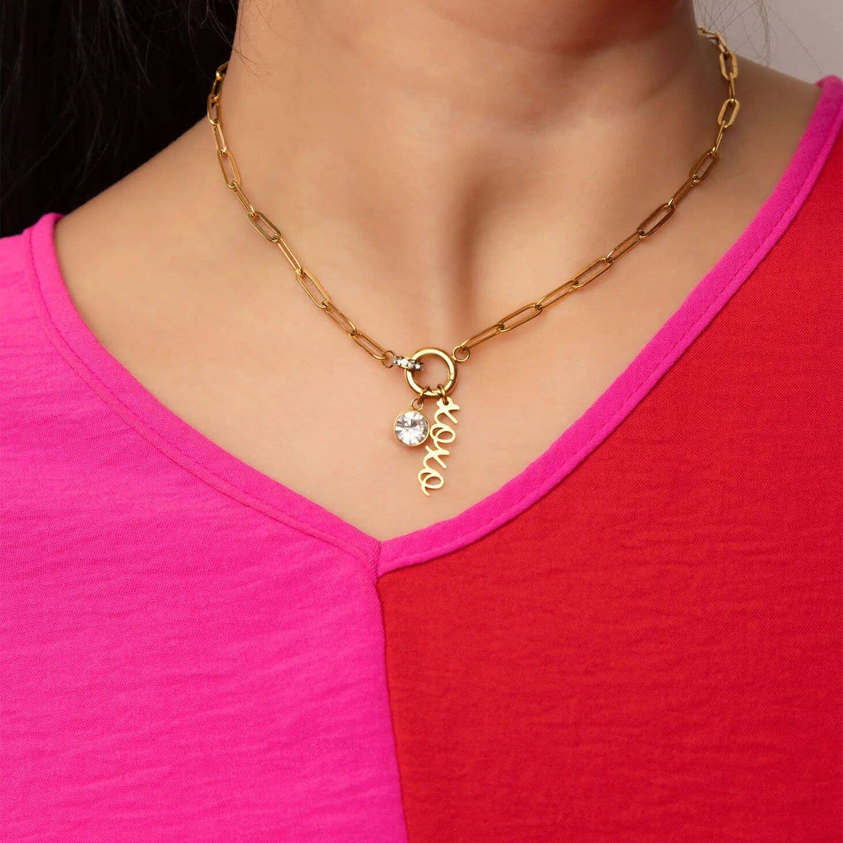 18K Gold PVD Stainless Steel XOXO Charm: Stainless