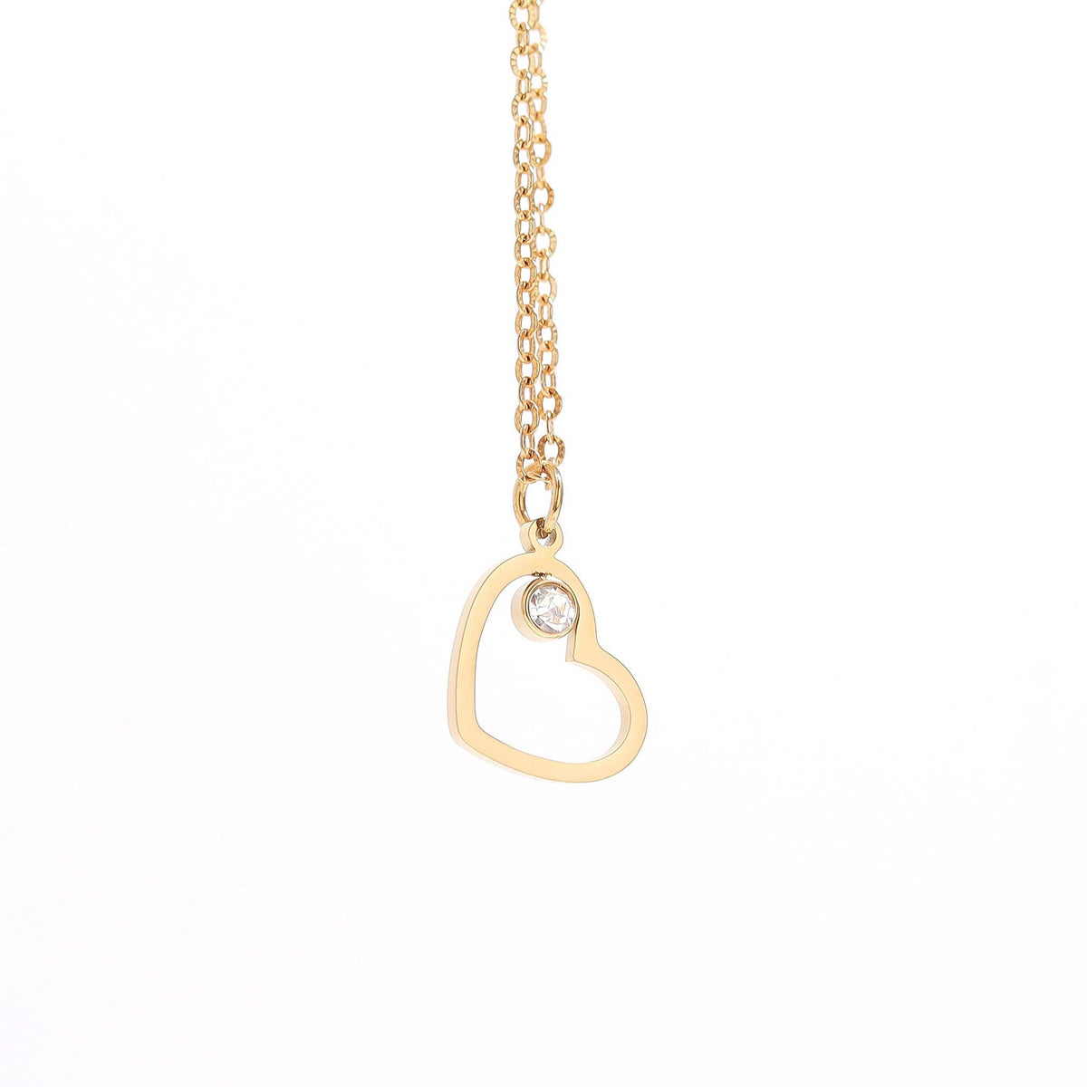 18K Gold PVD Stainless Steel Birthstone Heart Charm: Stainless / January / Garnet