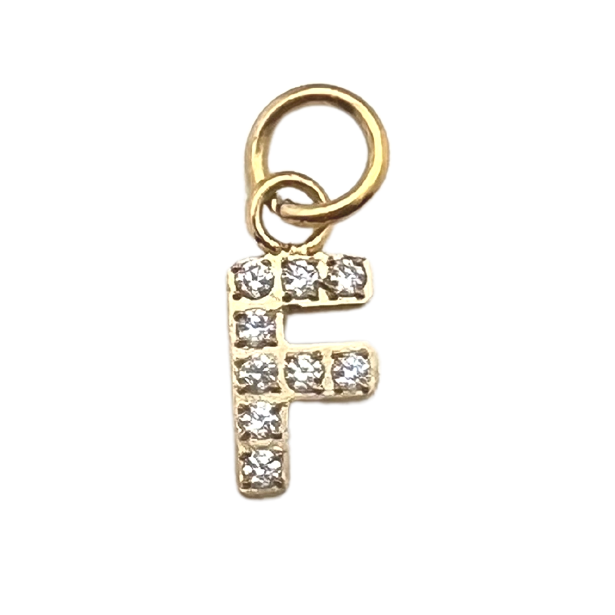 Gold Pavé Set CZ Initial Letter Charms: E