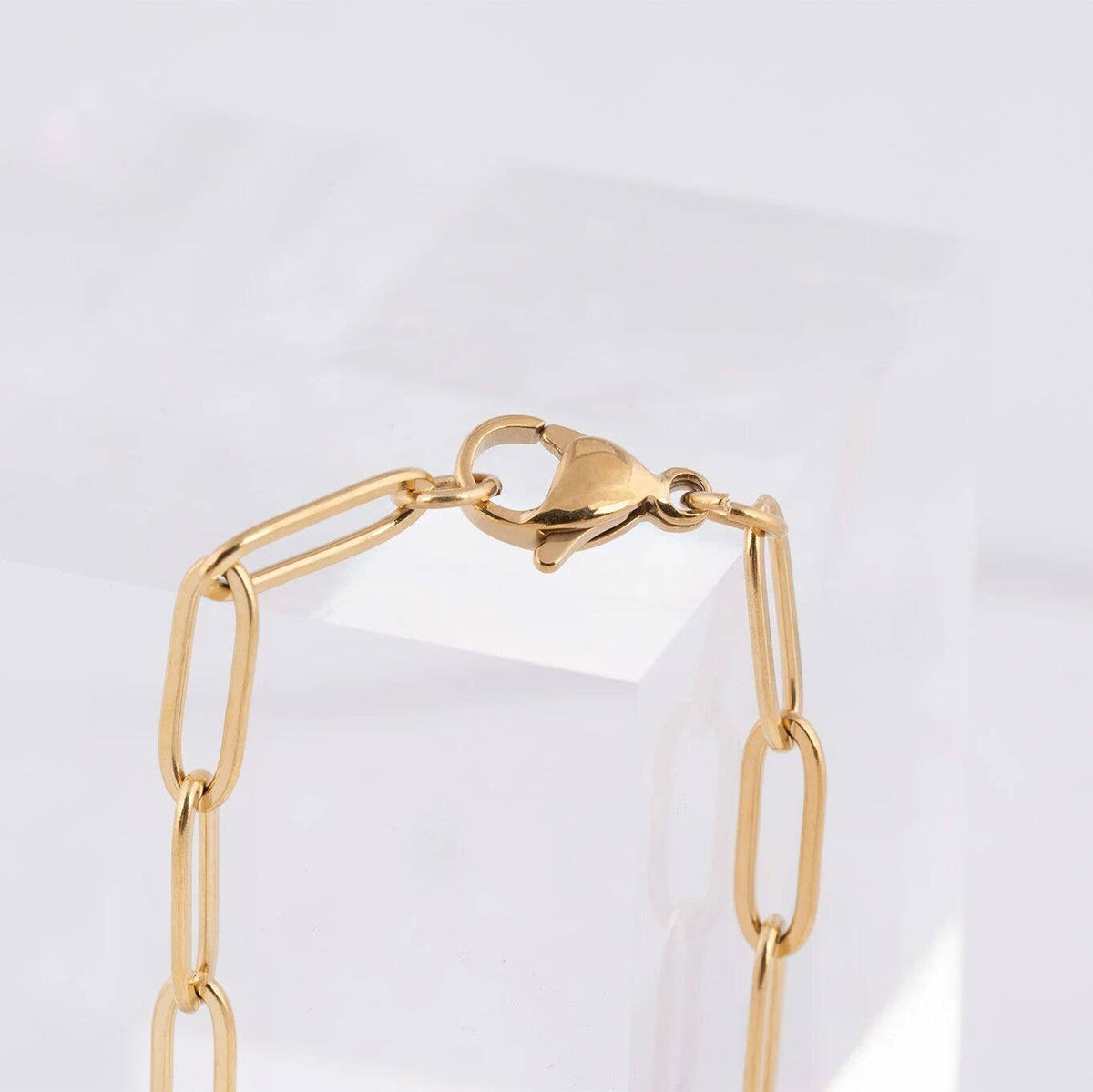 14K Gold Filled Plus™ 4mm Paperclip Chain Bracelet: Gold / 7"