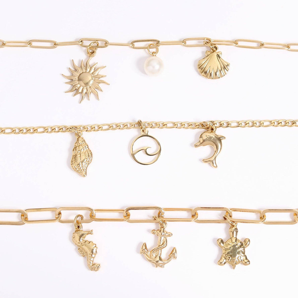 18K Gold Stainless Steel Mystic Sun Charm: Gold