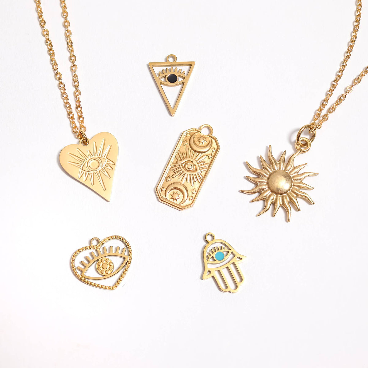 18K Gold Stainless Steel Mystic Sun Charm: Stainless